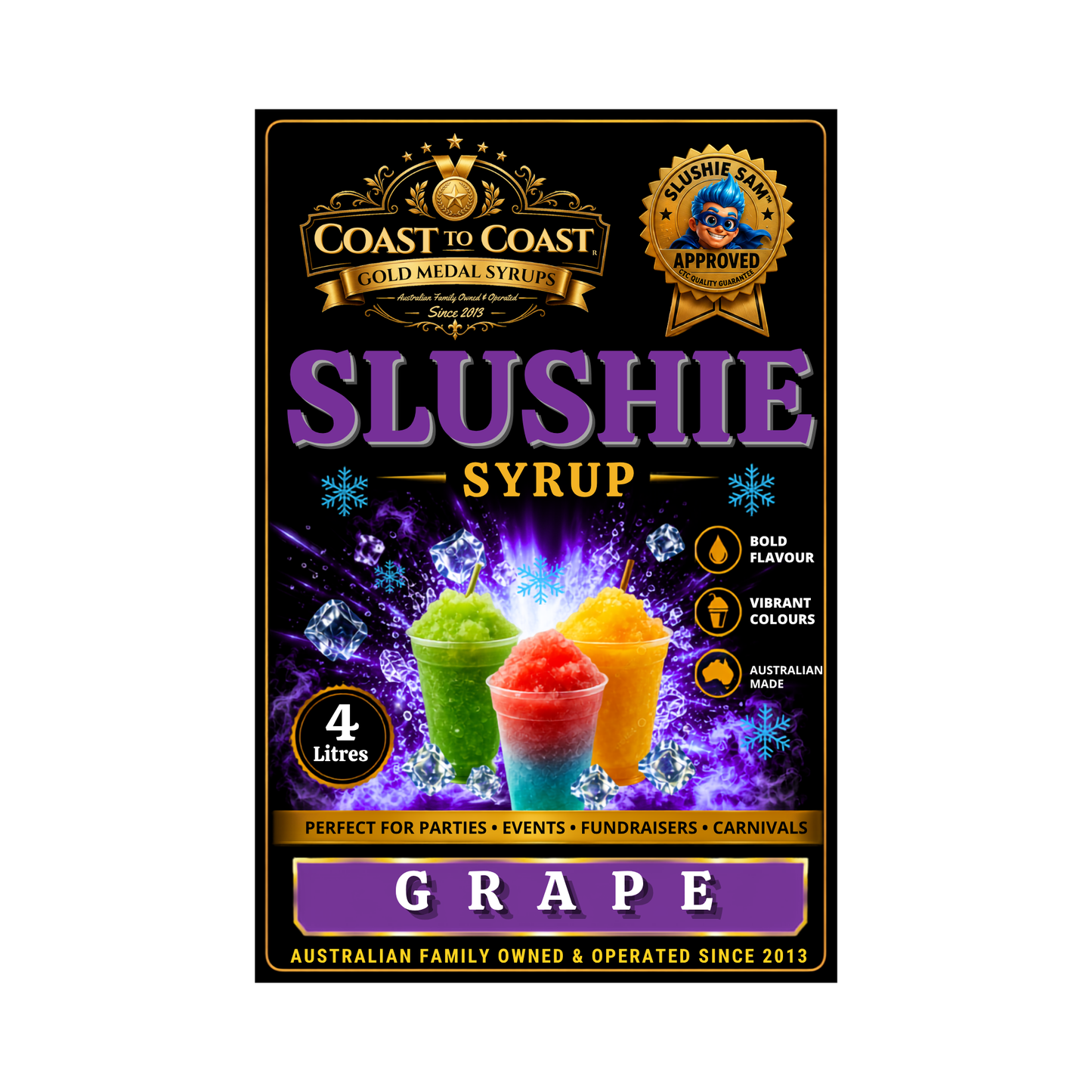 Premium Grape Slushie Syrups 4ltr - Coast to Coast Gold Medal Syrups