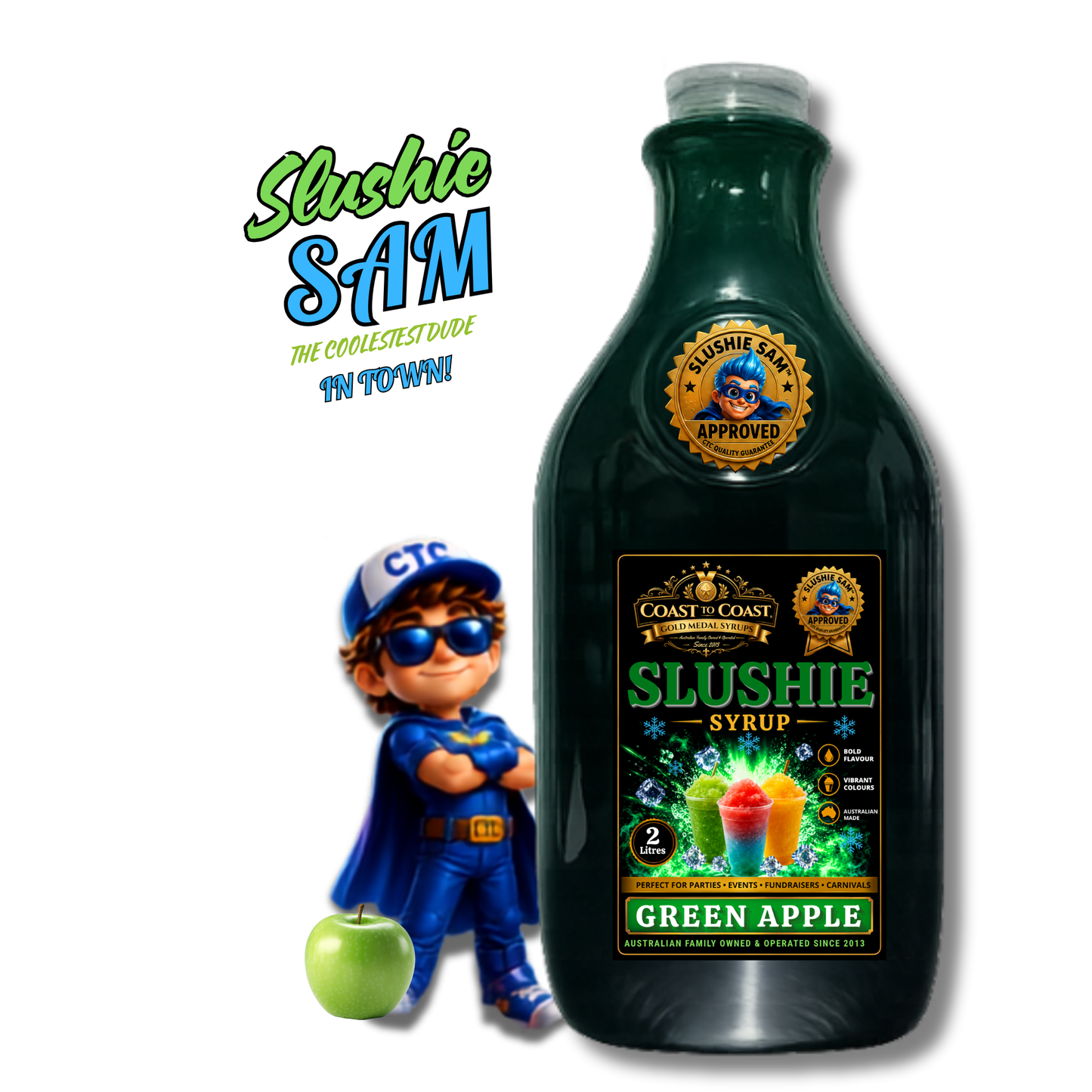 Premium Green Apple Slushie Syrups 2ltr - Coast to Coast Gold Medal Syrups