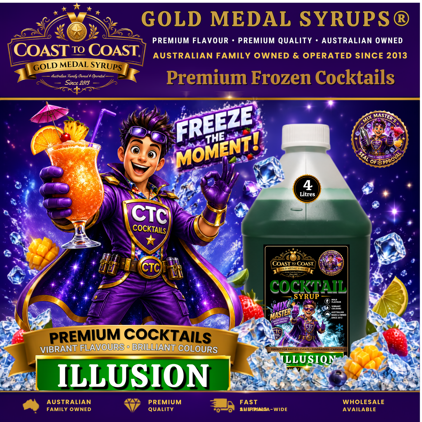 Illusion Premium Cocktail Syrups 4ltr - Coast to Coast Gold Medal Syrups®