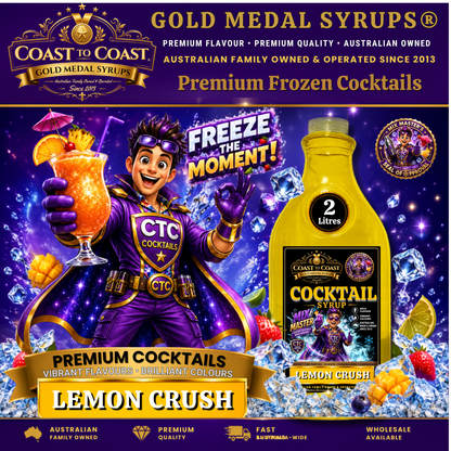 Premium Lemon Crush Cocktail Syrups 2ltr - Coast to Coast Gold Medal Syrups®