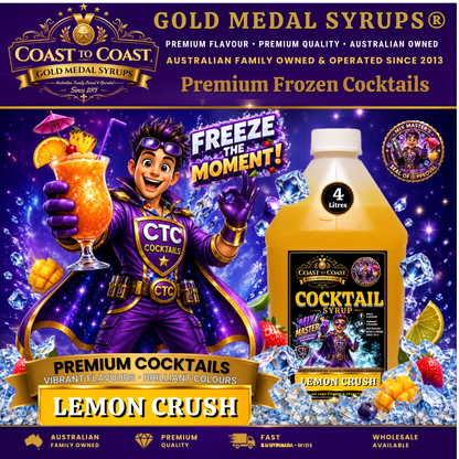 Lemon Crush Premium Cocktail Syrups 4ltr - Coast to Coast Gold Medal Syrups®