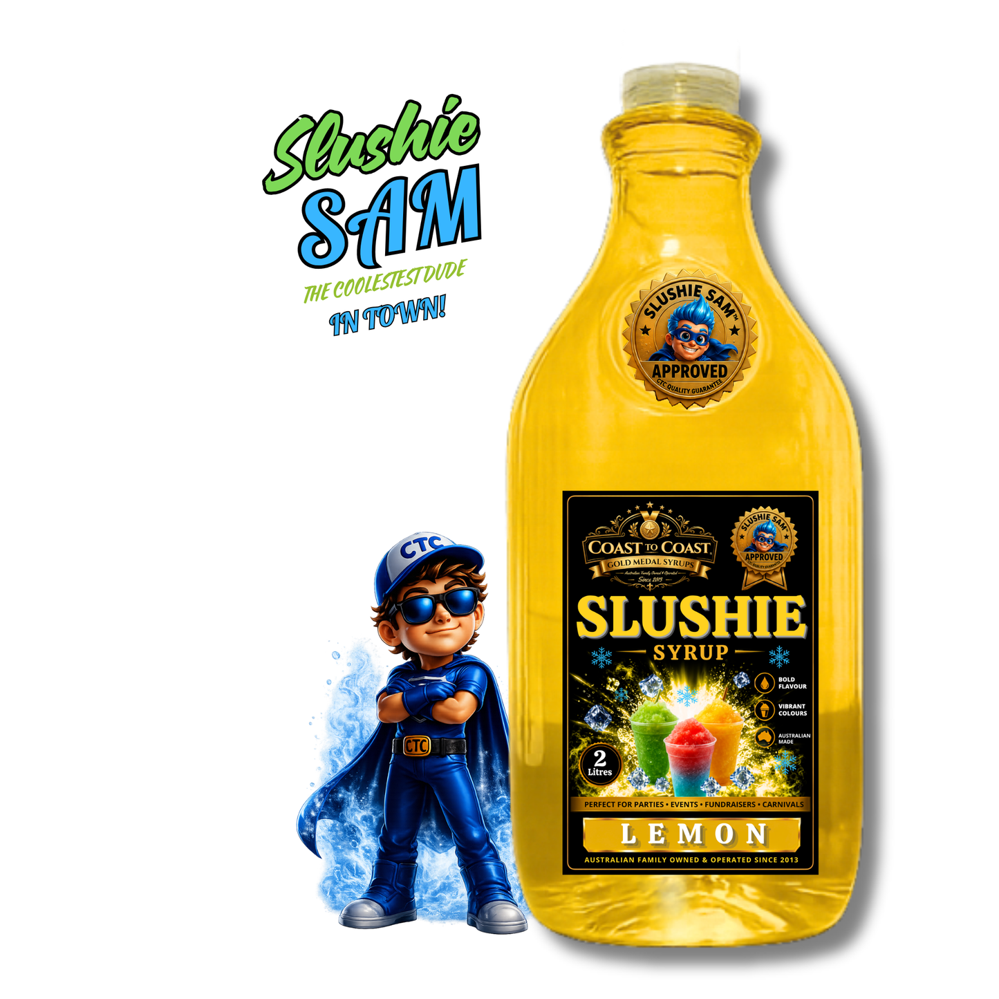 Premium Lemon Slushie Syrups 2ltr - Coast to Coast Gold Medal Syrups