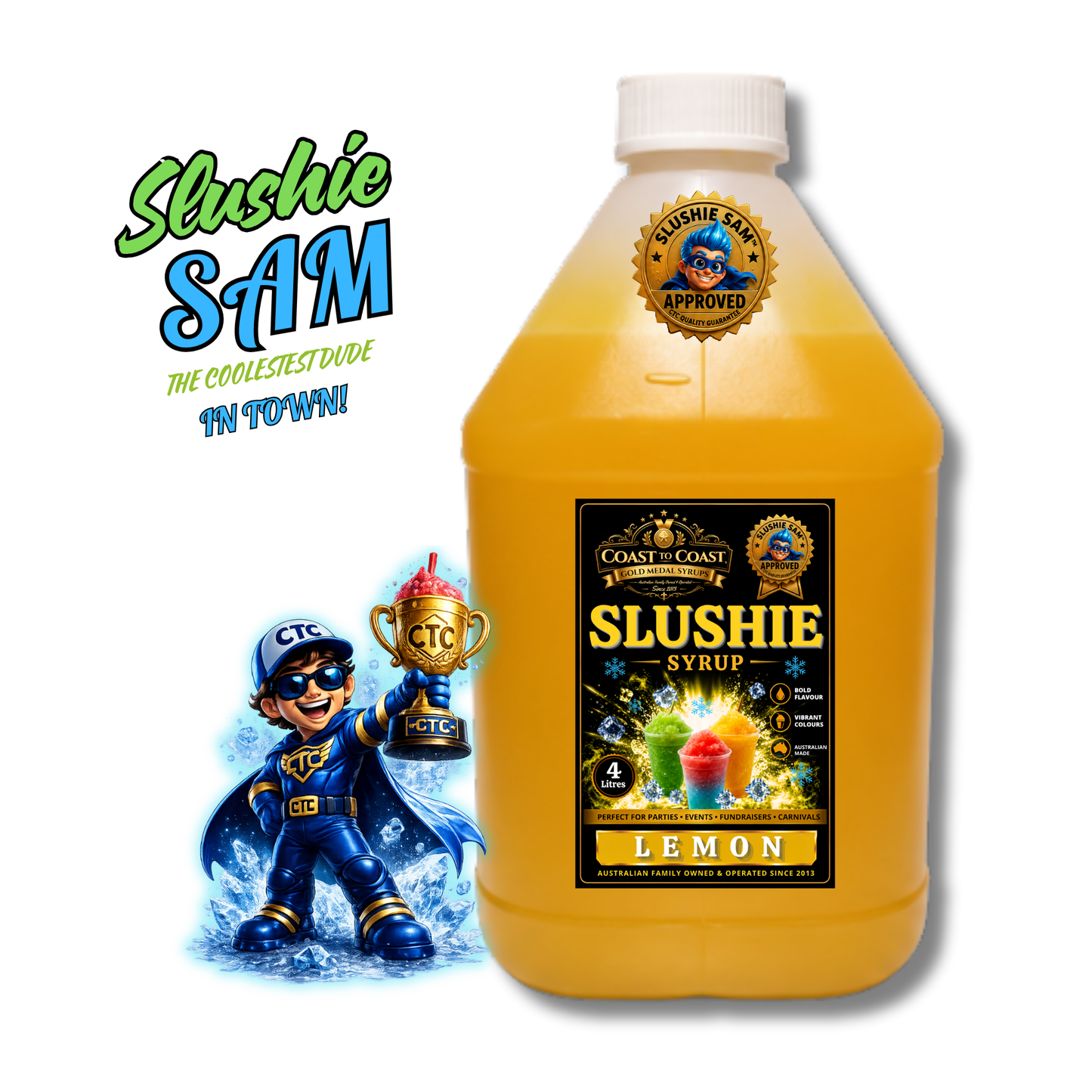 Premium Lemon Slushie Syrups 4ltr - Coast to Coast Gold Medal Syrups