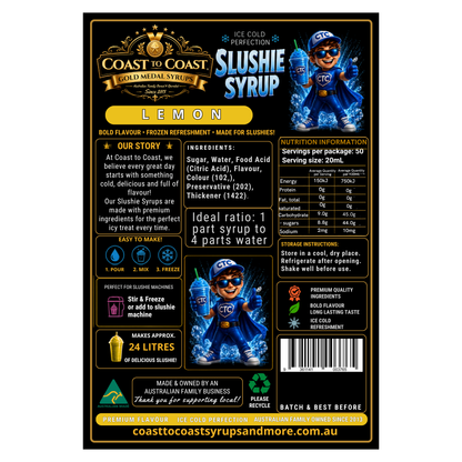 Premium Lemon Slushie Syrups 4ltr - Coast to Coast Gold Medal Syrups