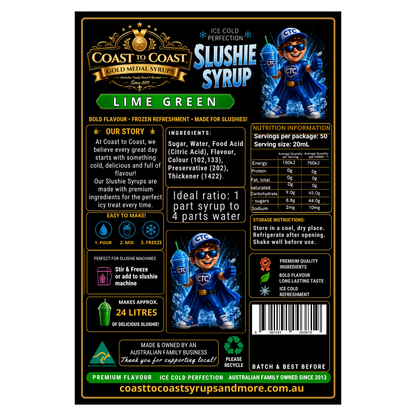 Premium Lime Green Slushie Syrups 4ltr - Coast to Coast Gold Medal Syrups