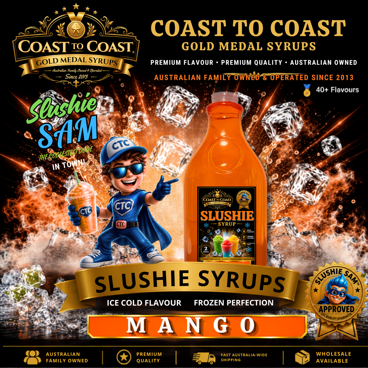 Premium Mango Slushie Syrups 2ltr - Coast to Coast Gold Medal Syrups