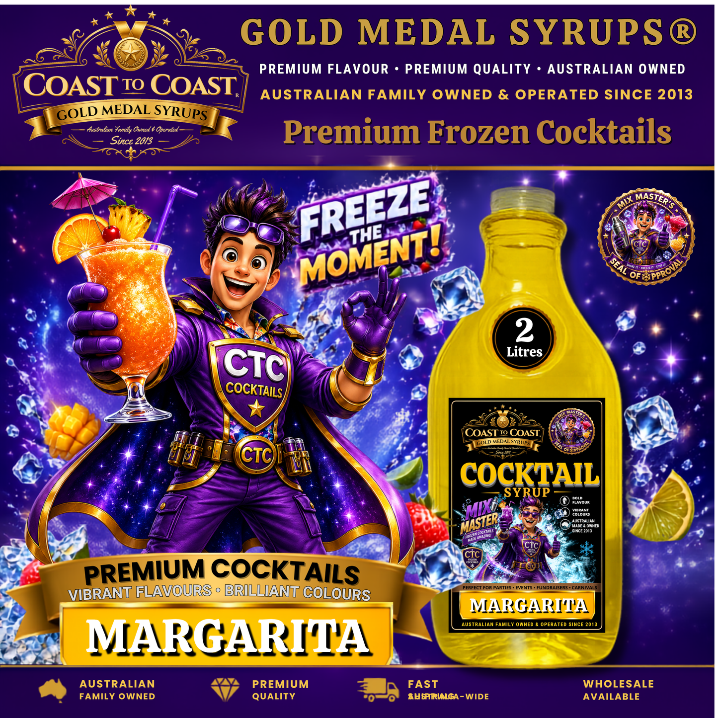 Premium Margarita Cocktail Syrups 4ltr - Coast to Coast Gold Medal Syrups®