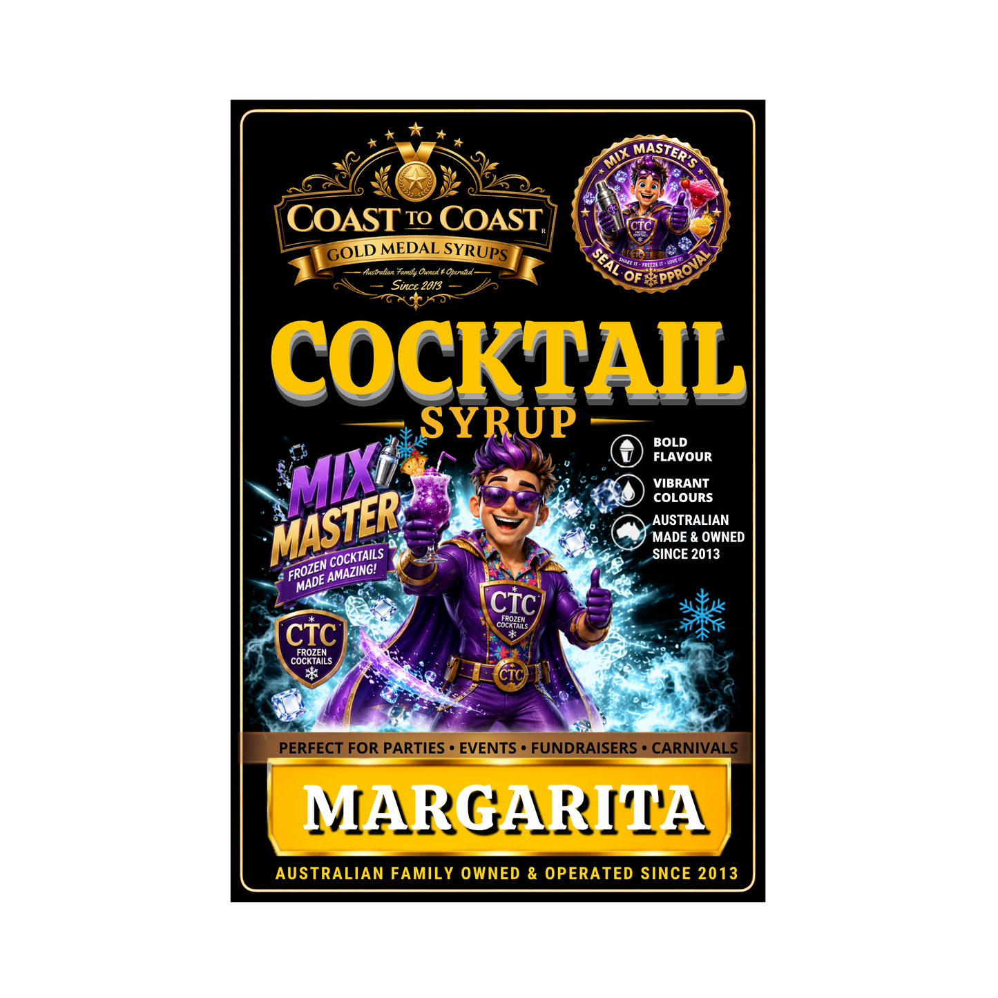Margarita Premium Cocktail Syrups 4ltr - Coast to Coast Gold Medal Syrups®