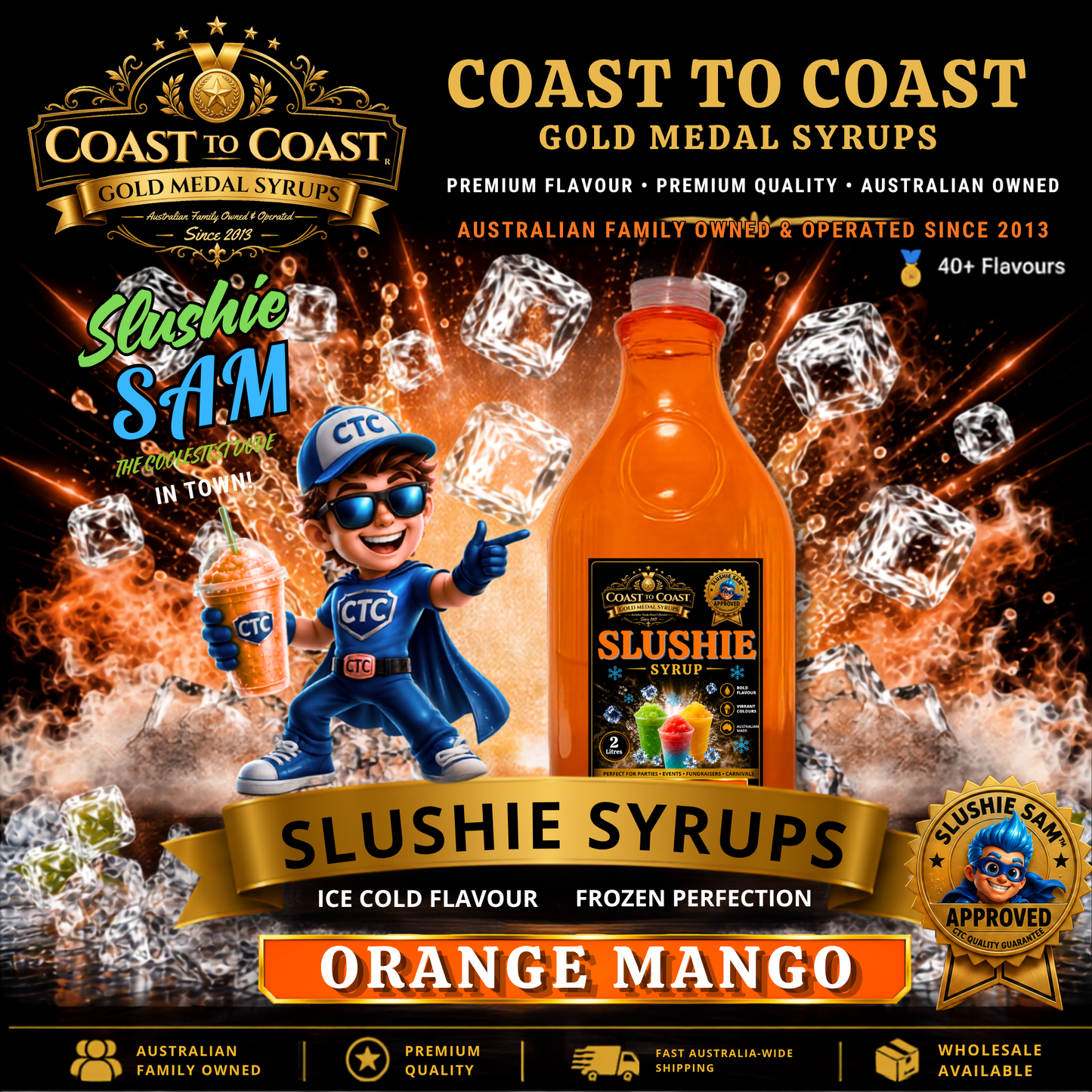 Premium Orange Mango Slushie Syrups 2ltr - Coast to Coast Gold Medal Syrups