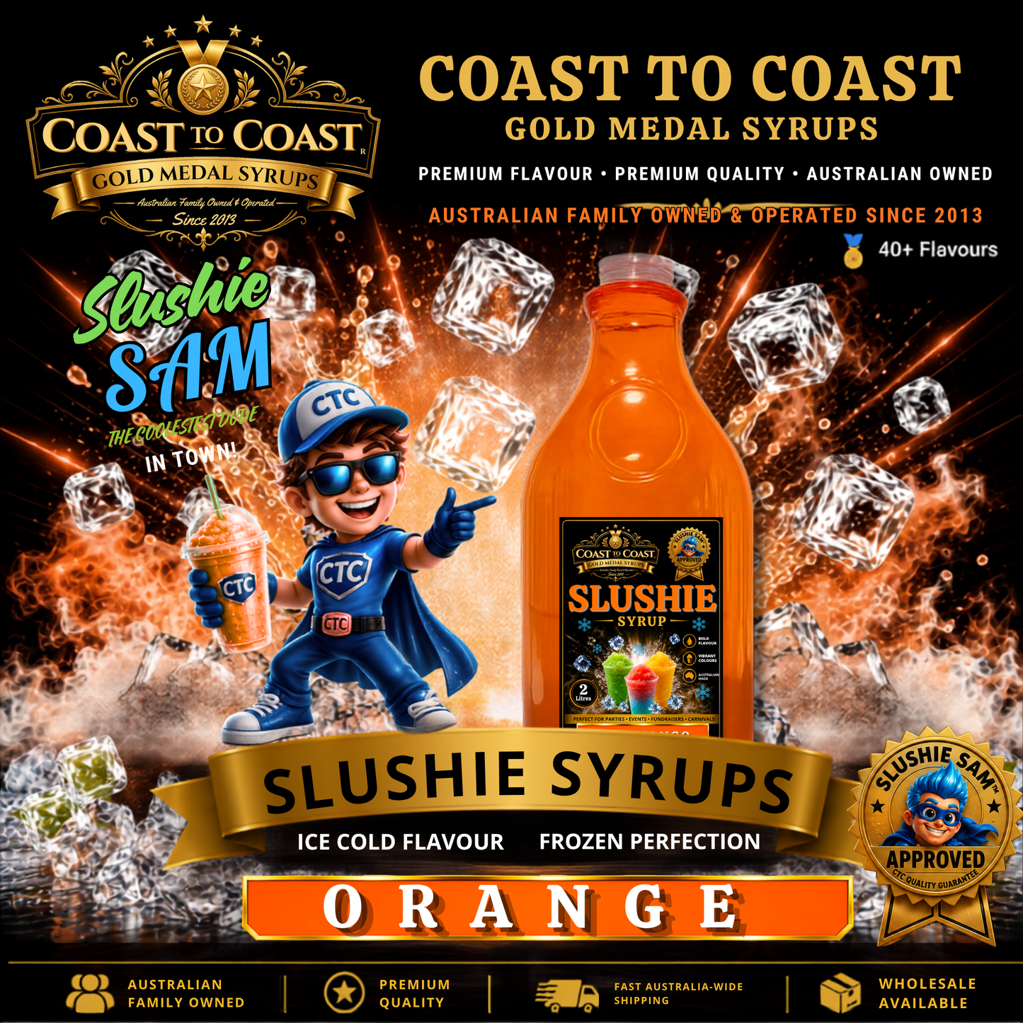 Premium Orange Slushie Syrups 2ltr - Coast to Coast Gold Medal Syrups