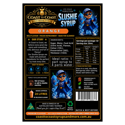 Premium Orange Slushie Syrups 4ltr - Coast to Coast Gold Medal Syrups