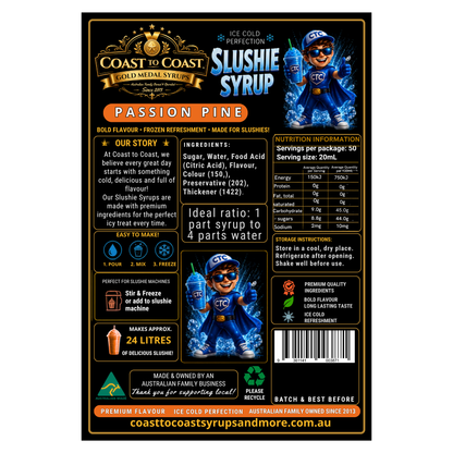 Premium Passion Pine Slushie Syrups 4ltr - Coast to Coast Gold Medal Syrups