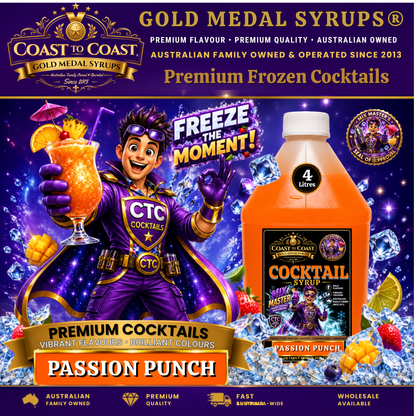 Premium Passion Punch Cocktail Syrups 4ltr - Coast to Coast Gold Medal Syrups®
