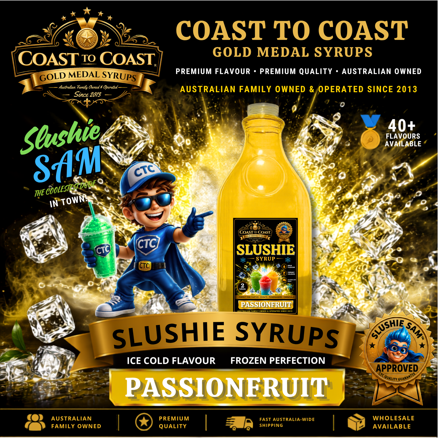 Premium Passionfruit Slushie Syrups 2ltr - Coast to Coast Gold Medal Syrups