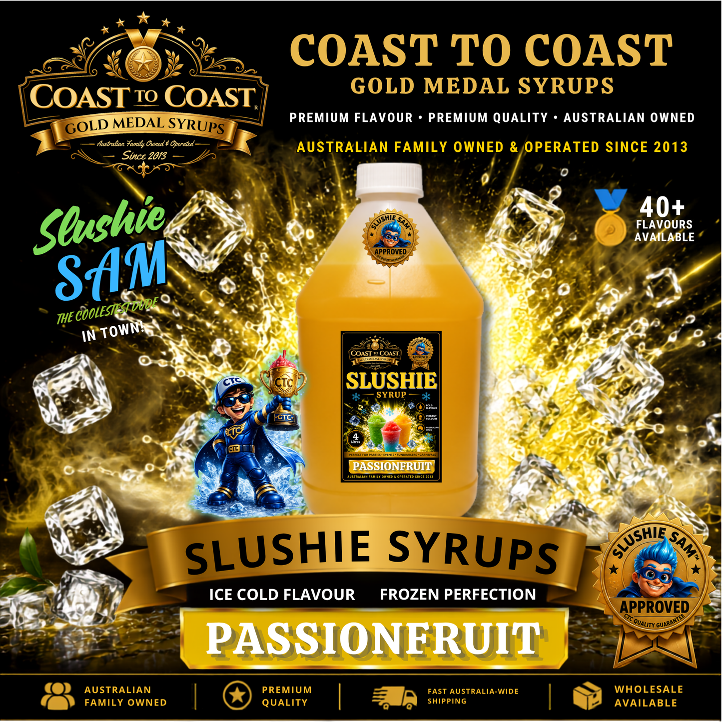 Premium Passionfruit Slushie Syrups 4ltr - Coast to Coast Gold Medal Syrups