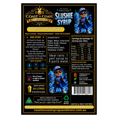Premium Passionfruit Slushie Syrups 4ltr - Coast to Coast Gold Medal Syrups