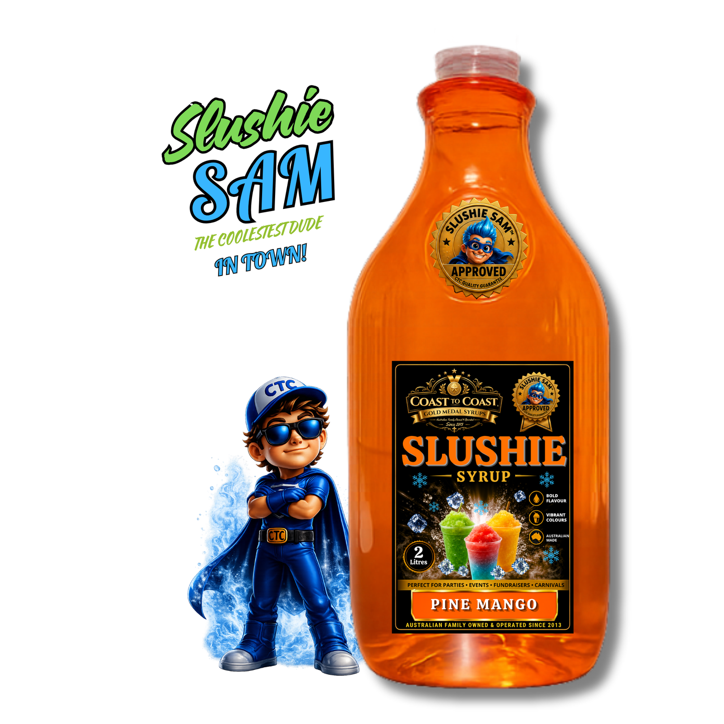 Premium Pine Mango Slushie Syrups 2ltr - Coast to Coast Gold Medal Syrups