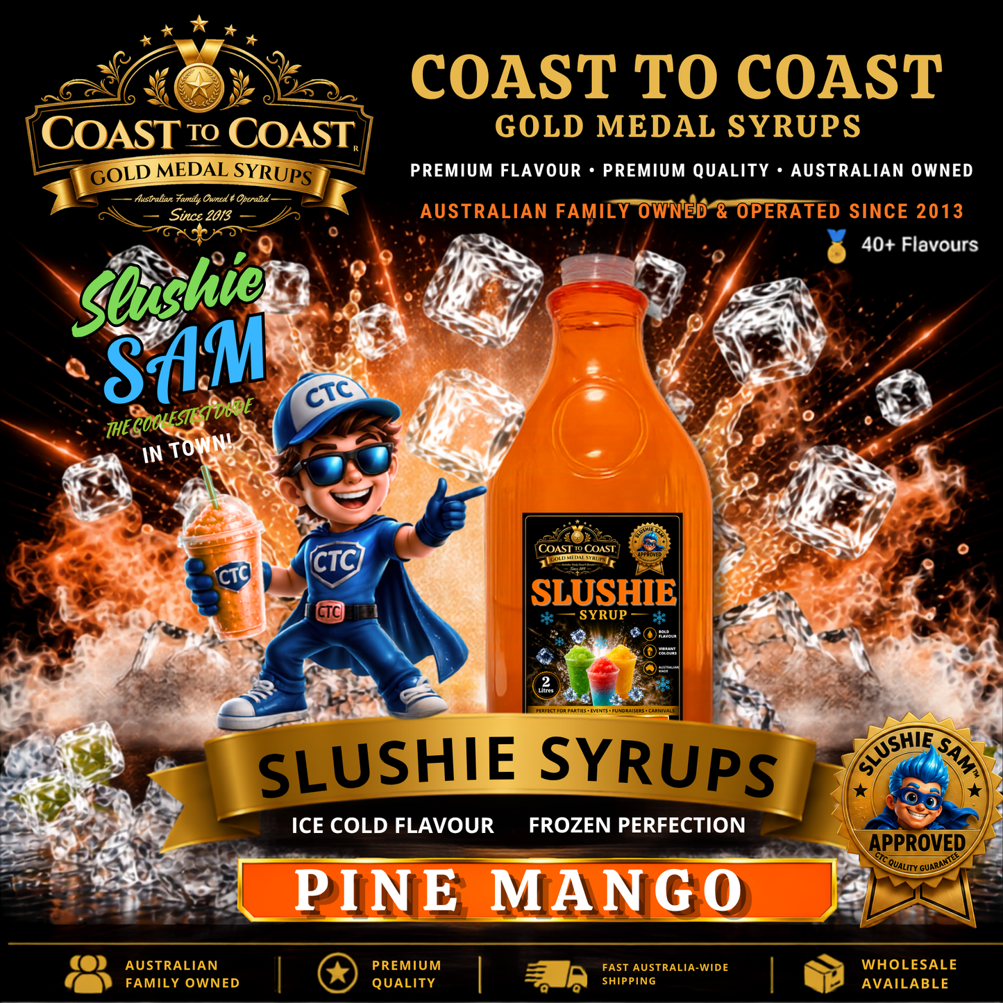 Premium Pine Mango Slushie Syrups 2ltr - Coast to Coast Gold Medal Syrups
