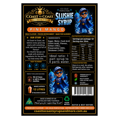 Premium Pine Mango Slushie Syrups 2ltr - Coast to Coast Gold Medal Syrups