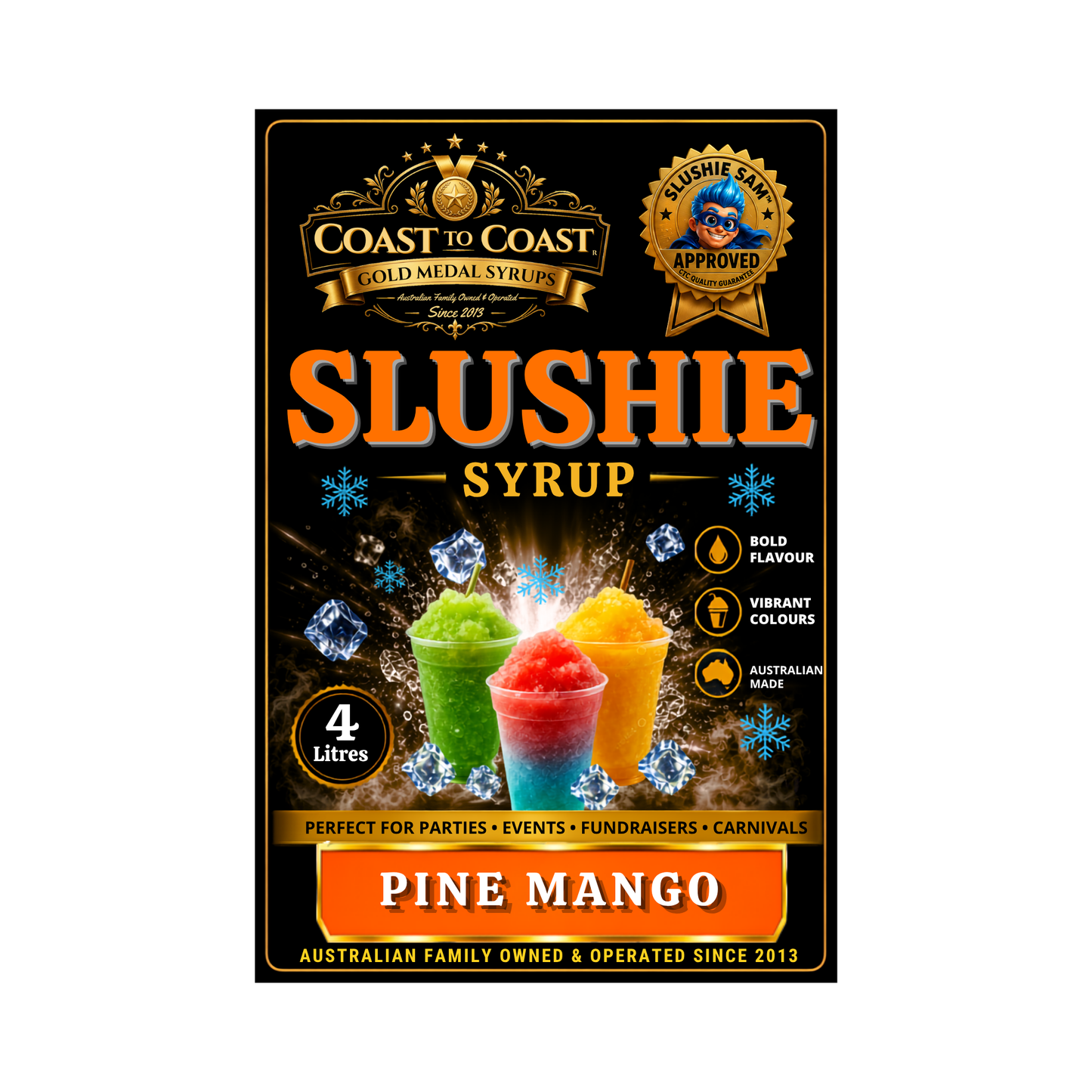 Premium Pine Mango Slushie Syrups 4ltr - Coast to Coast Gold Medal Syrups
