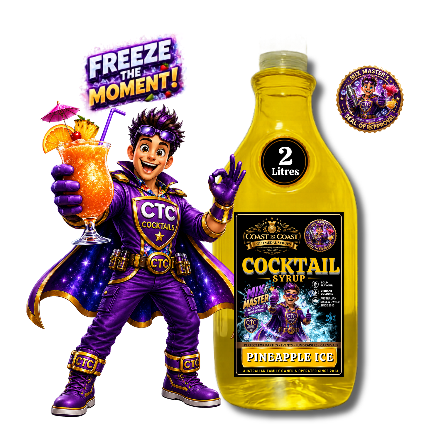 Premium Pineapple Ice Cocktail Syrups 2ltr - Coast to Coast Gold Medal Syrups®