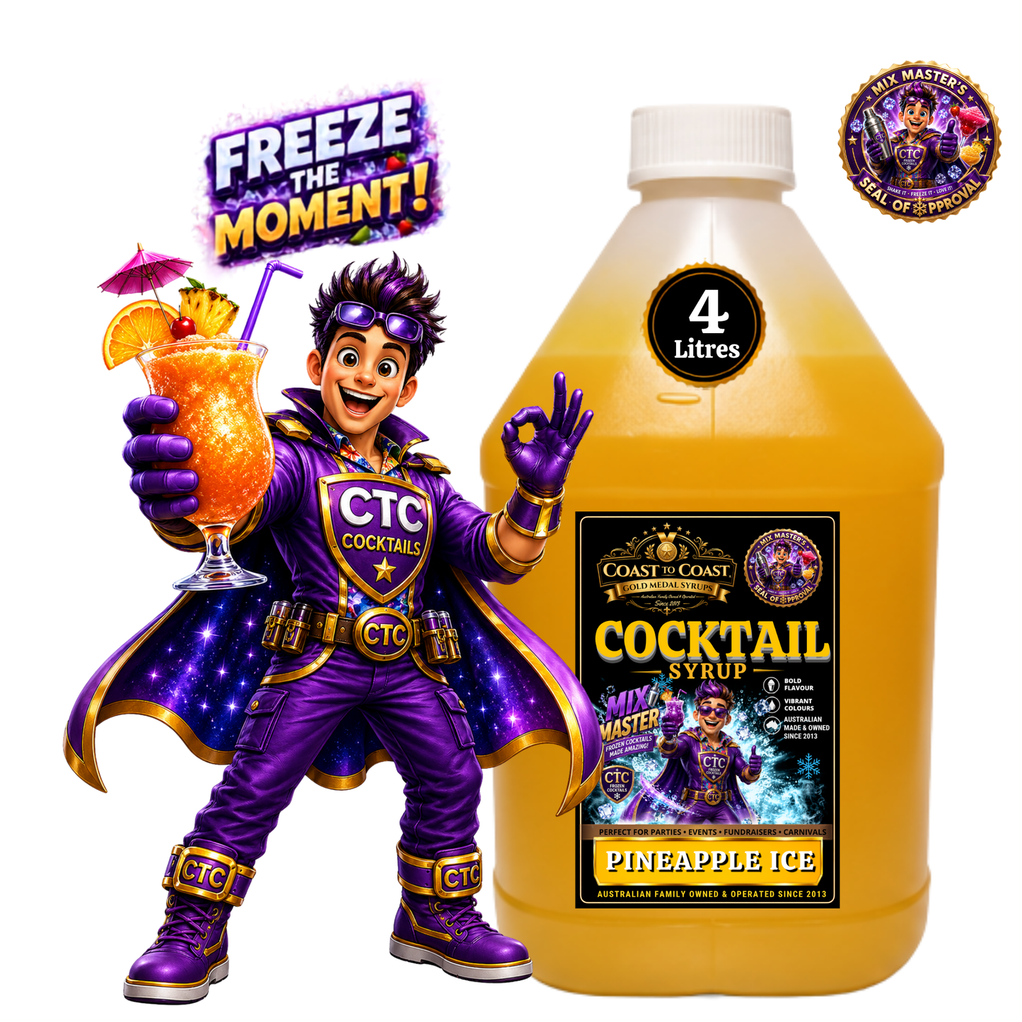 Premium Pineapple Ice Cocktail Syrups 4ltr - Coast to Coast Gold Medal Syrups®