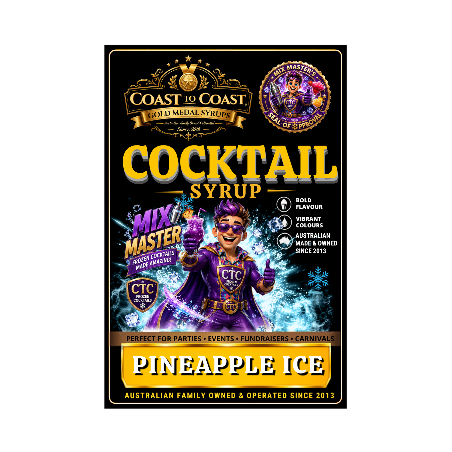 Premium Pineapple Ice Cocktail Syrups 4ltr - Coast to Coast Gold Medal Syrups®