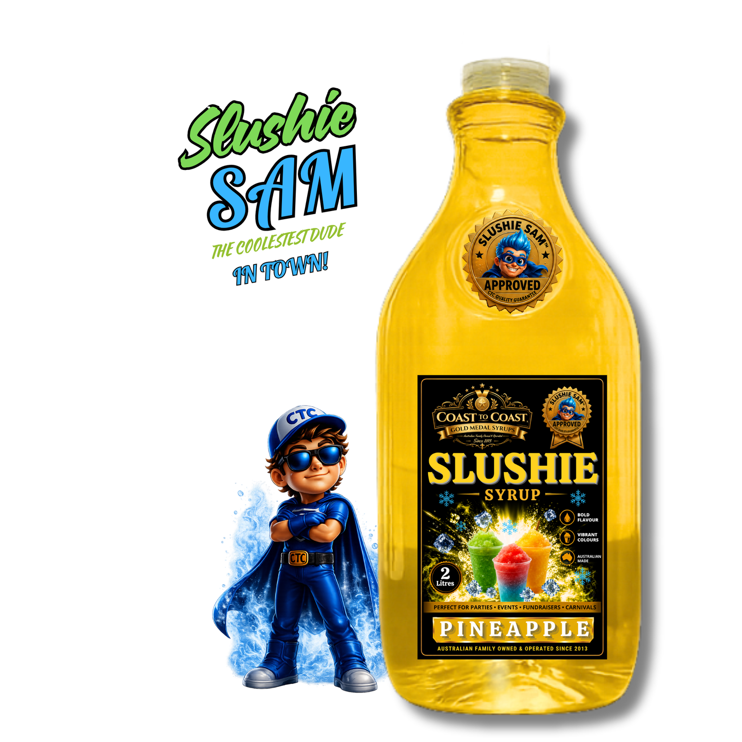 Premium Pineapple Slushie Syrups 2ltr - Coast to Coast Gold Medal Syrups