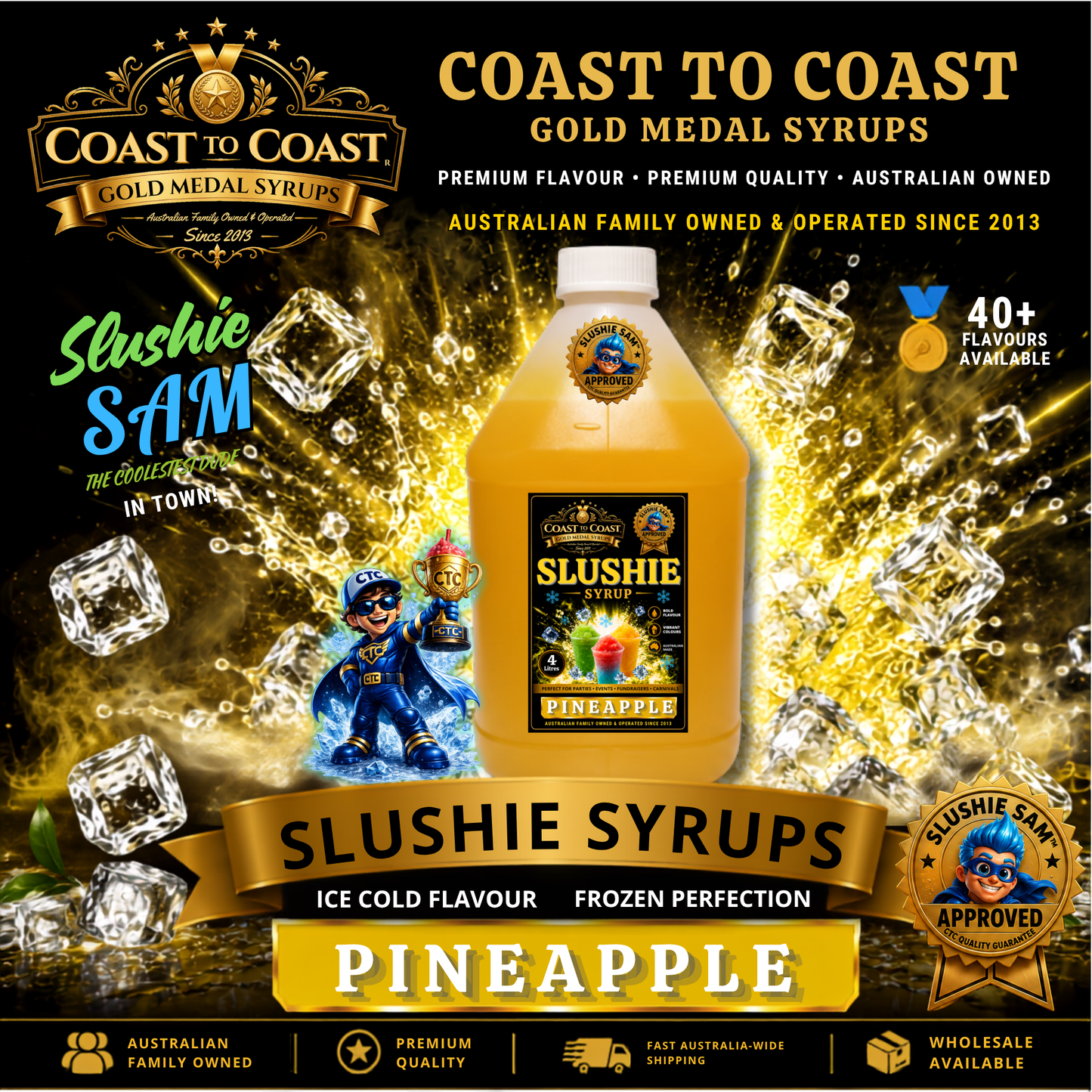 Premium Pineapple Slushie Syrups 4ltr - Coast to Coast Gold Medal Syrups
