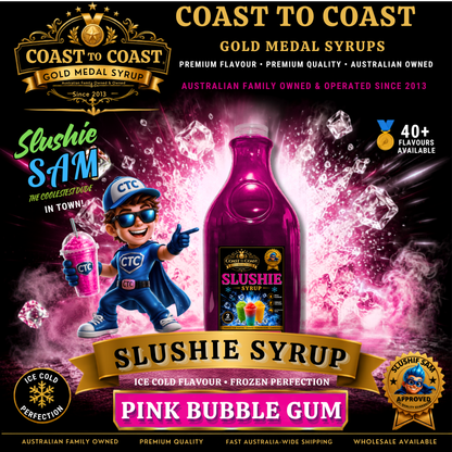 Premium Pink Bubble Gum Slushie Syrups 2ltr - Coast to Coast Gold Medal Syrups