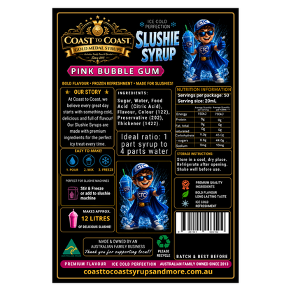 Premium Pink Bubble Gum Slushie Syrups 2ltr - Coast to Coast Gold Medal Syrups