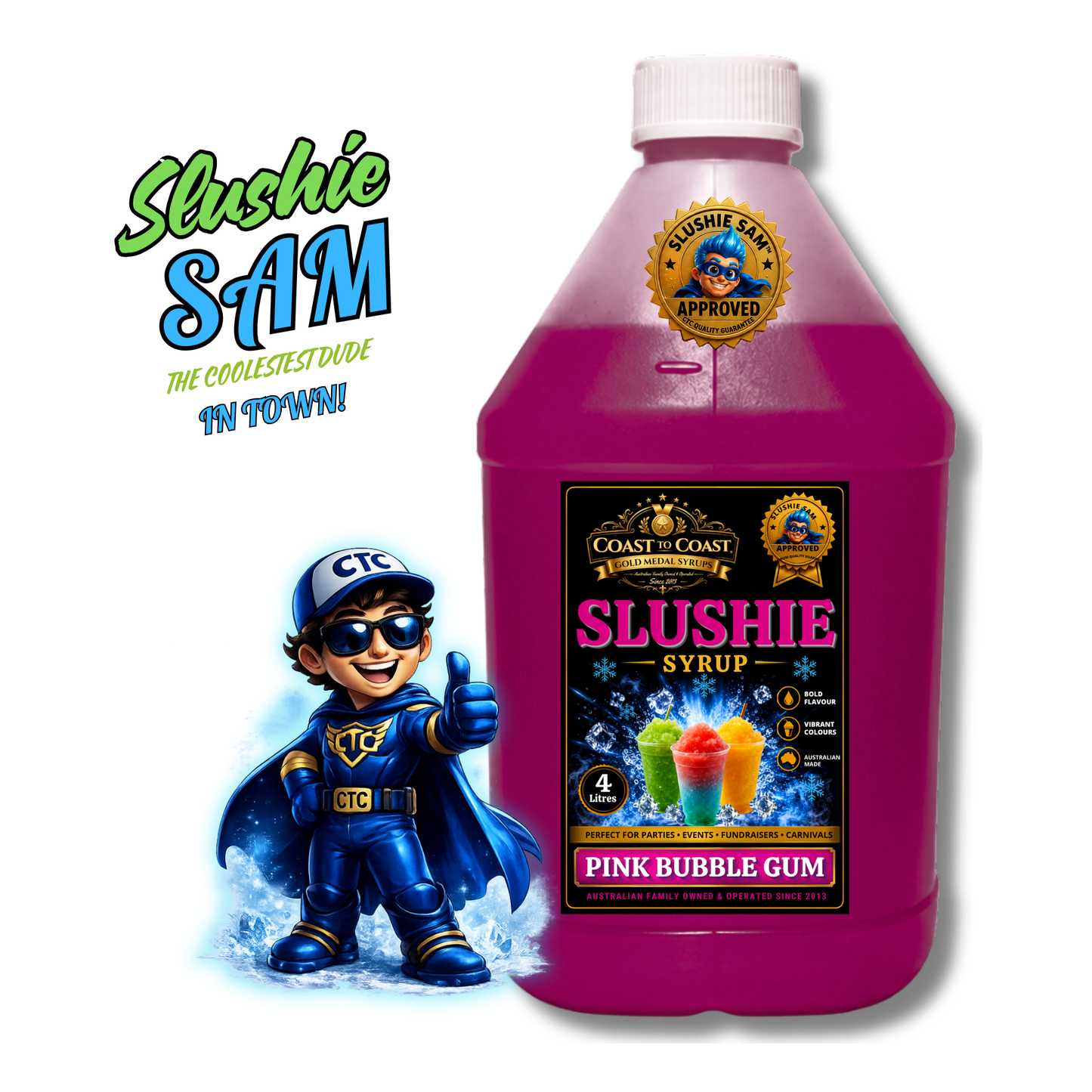 Premium Pink Bubble Gum Slushie Syrups 4ltr - Coast to Coast Gold Medal Syrups