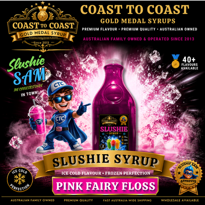 Premium Pink Fairy Floss Slushie Syrups 2ltr - Coast to Coast Gold Medal Syrups