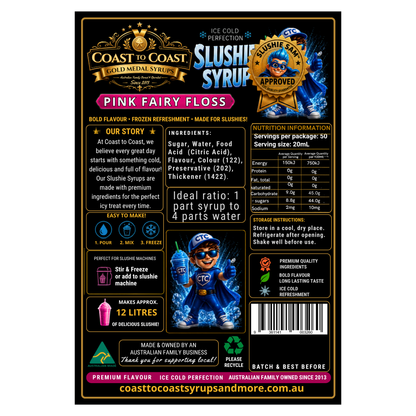 Premium Pink Fairy Floss Slushie Syrups 2ltr - Coast to Coast Gold Medal Syrups