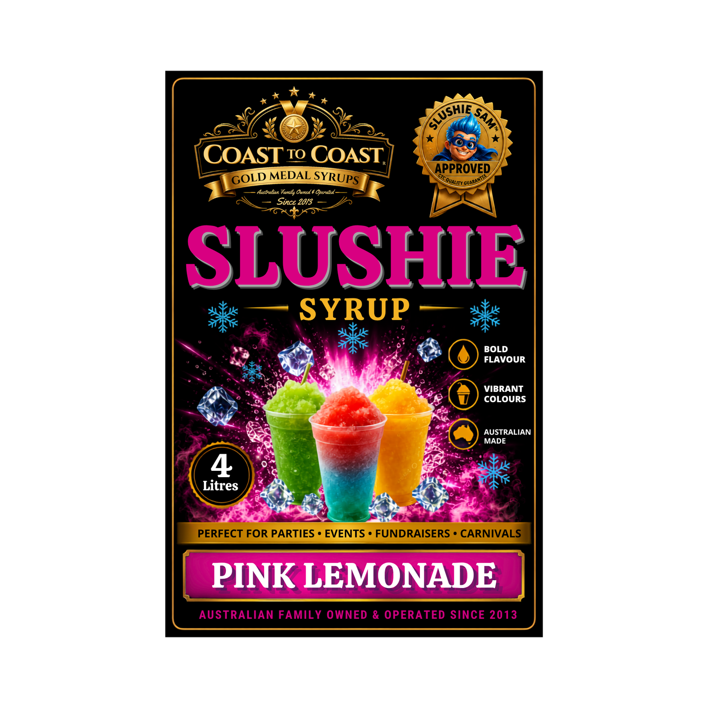Premium Pink Lemonade Slushie Syrups 4ltr - Coast to Coast Gold Medal Syrups