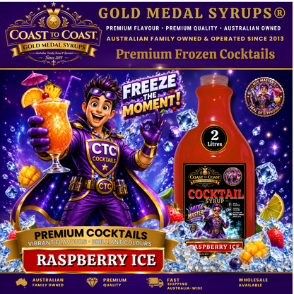 Premium Raspberry Ice Cocktail Syrups 2ltr - Coast to Coast Gold Medal Syrups®