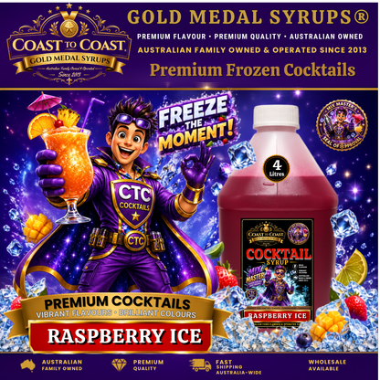 Premium Raspberry Ice Cocktail Syrups 4ltr - Coast to Coast Gold Medal Syrups®