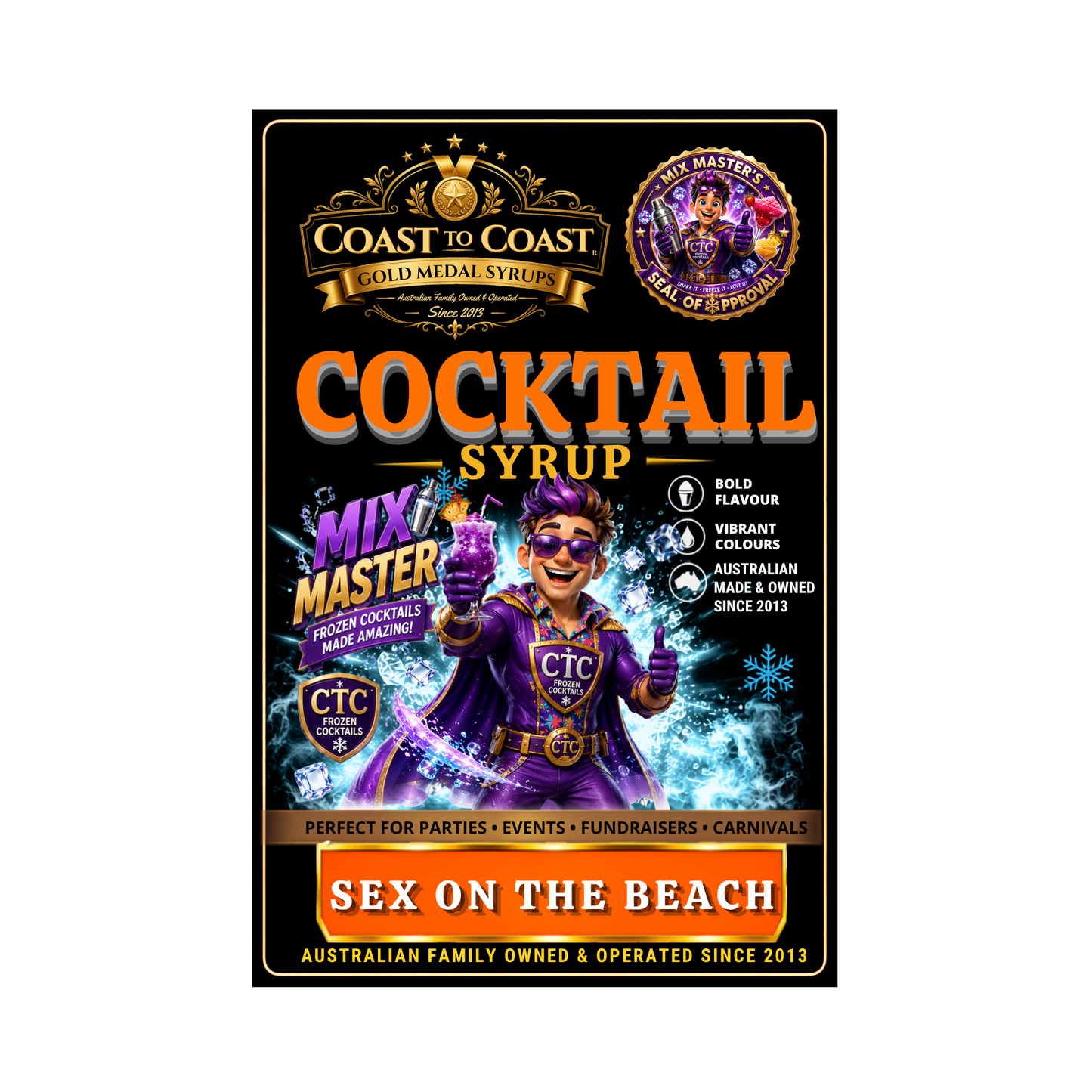 Premium Sex On The Beach Cocktail Syrups 2ltr - Coast to Coast Gold Medal Syrups®