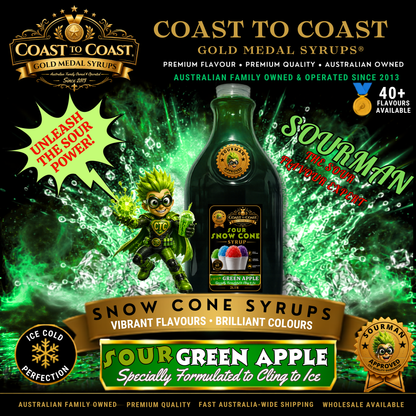 Premium Sour Green Apple Snow Cone Syrup 2ltr - Coast to Coast Gold Medal Syrups®