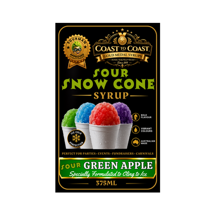 Premium Sour Green Apple Snow Cone Syrup 375ml - Coast to Coast Gold Medal Syrups®