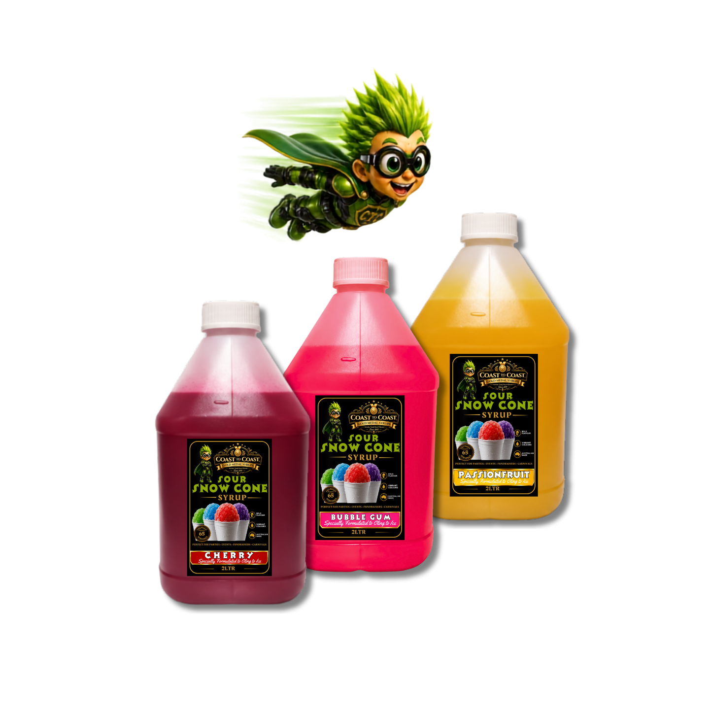 Premium Snow Cone Sour Assorted Flavour 3x4ltr - Coast to Coast Gold Medal Syrups®