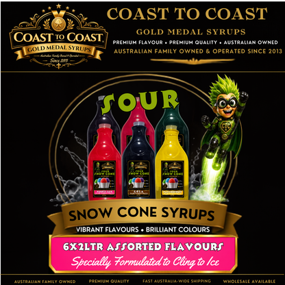 Premium Sour Assorted Flavours 6x2ltr - Coast to Coast Gold Medal Syrups®