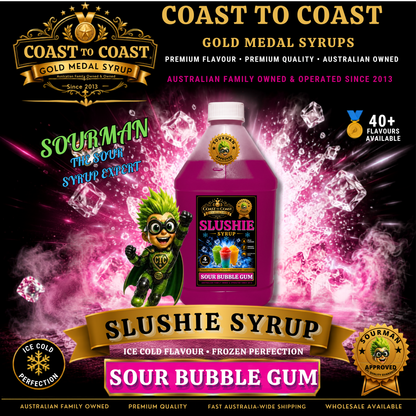 Premium Sour Bubble Gum Slushie Syrups 4ltr - Coast to Coast Gold Medal Syrups