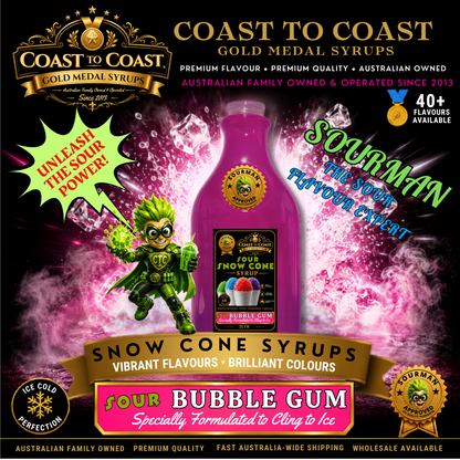 Premium Sour Bubble Gum Snow Cone Syrup 2ltr - Coast to Coast Gold Medal Syrups®