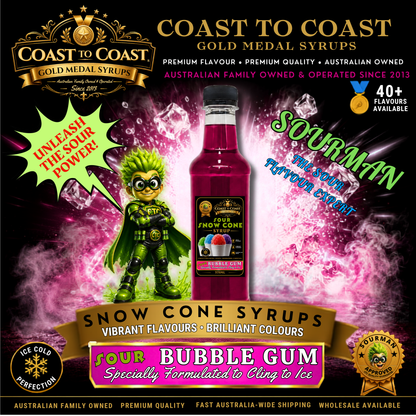 Premium Sour Bubble Gum Snow Cone Syrup 375ml - Coast to Coast Gold Medal Syrups®