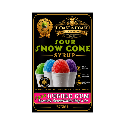 Premium Sour Bubble Gum Snow Cone Syrup 375ml - Coast to Coast Gold Medal Syrups®
