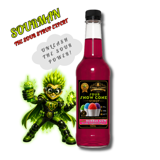 Premium Sour Bubble Gum Snow Cone Syrup 750ml - Coast to Coast Gold Medal Syrups®