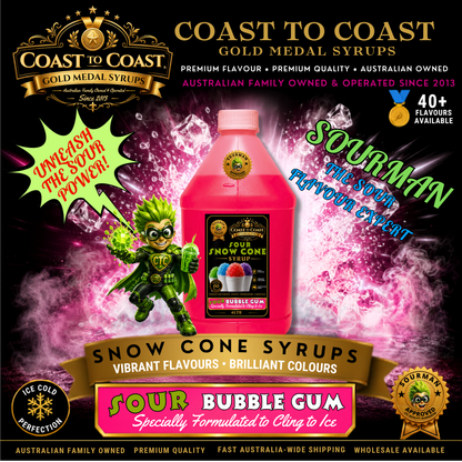 Premium Sour Bubble Gum Snow Cone Syrup 4ltr - Coast to Coast Gold Medal Syrups®