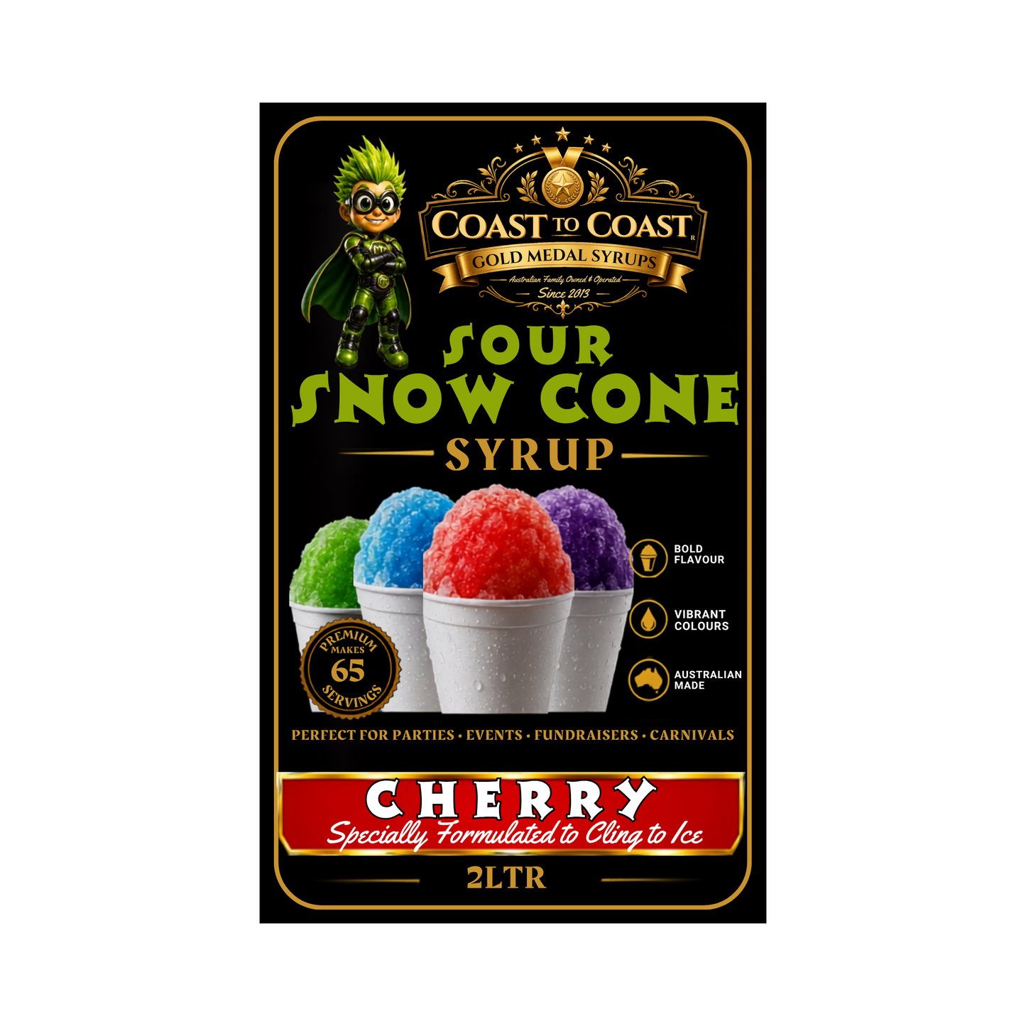 Premium Sour Cherry 2ltr - Coast to Coast Gold Medal Syrups®