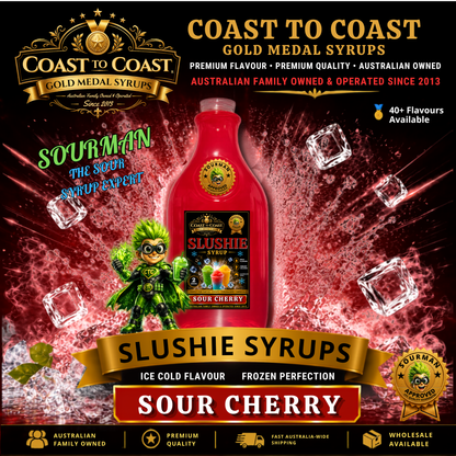 Premium Sour Cherry Slushie Syrups 2ltr - Coast to Coast Gold Medal Syrups